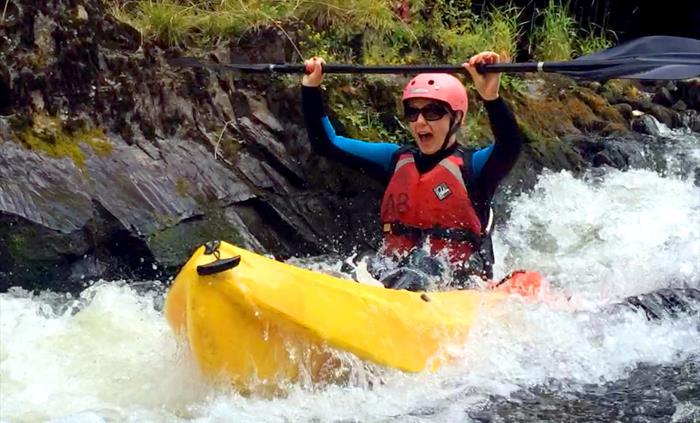 White water kayaking on the river in Llandysul